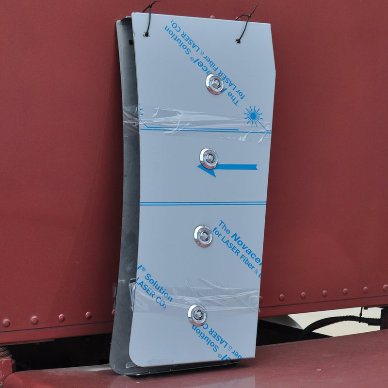 Peterbilt 389 long hood stainless steel narrow cowl extension panels w/8 amber LED bullseye lights - CLEAR lens, w/chrome bezels - PAIR