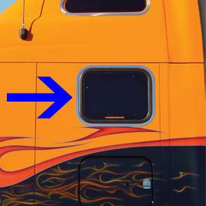 Peterbilt 387 stainless steel lower sleeper window surround - PAIR