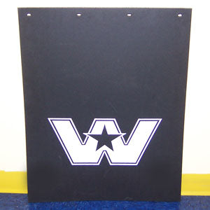 Western Star 24" x 30" black mudflap w/white stamped logo