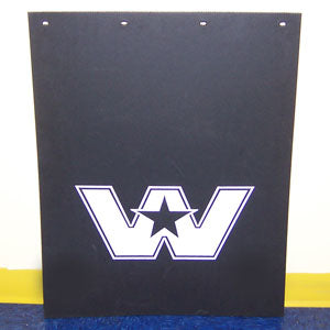 Western Star 24" x 30" black mudflap w/white stamped logo