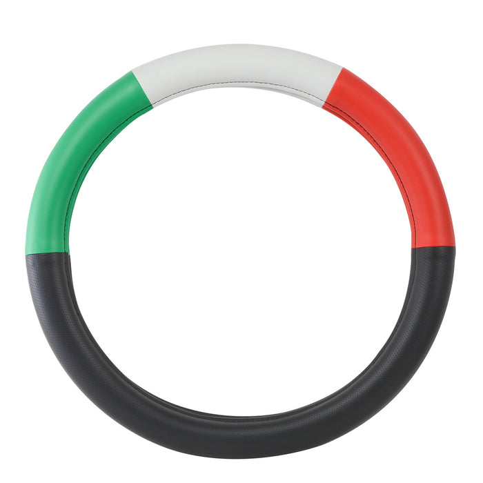 18" deluxe steering wheel cover - half black w/red, white, and green