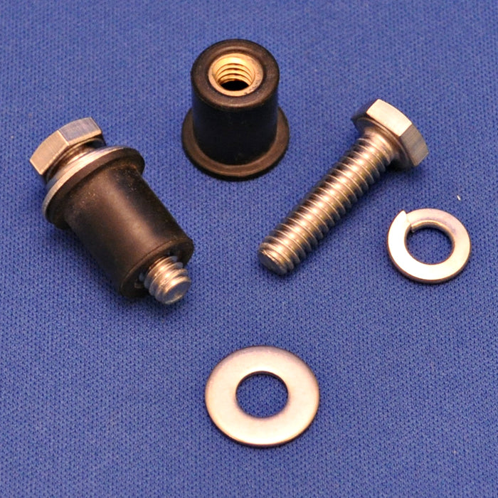 1" stainless steel bolt w/lock washer and neoprene well nut