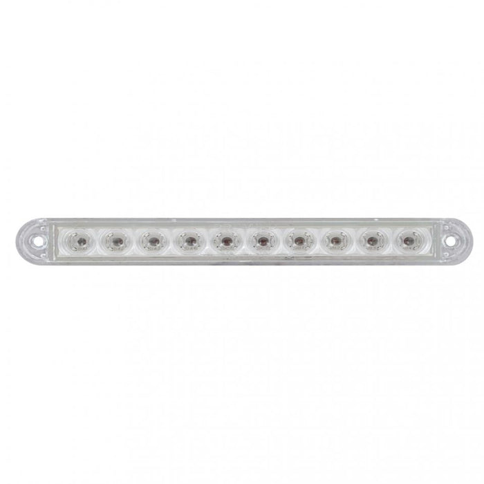 Red 6.5" thin 10 diode LED turn signal light bar - CLEAR lens