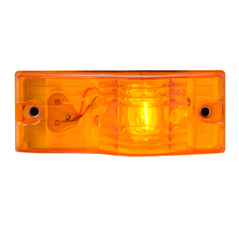 Amber 2" x 6" rectangular incandescent turn signal light w/hump