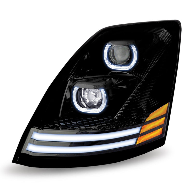 Volvo VNL 2003-2017 "Blackout" LED headlight assembly w/LED running light/turn signal