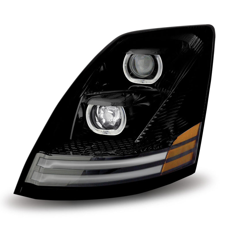 Volvo VNL 2003-2017 "Blackout" LED headlight assembly w/LED running light/turn signal