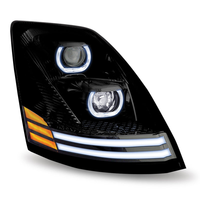 Volvo VNL 2003-2017 "Blackout" LED headlight assembly w/LED running light/turn signal
