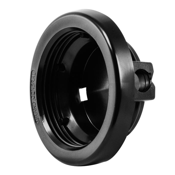 2.5" round black rubber grommet with CLOSED BACK