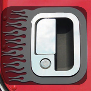 Peterbilt 2005+ stainless steel door latch/key hole surround - PAIR
