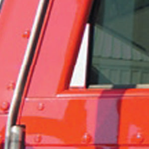 Peterbilt 2005 ONLY stainless steel triangular front corner door window trims - PAIR