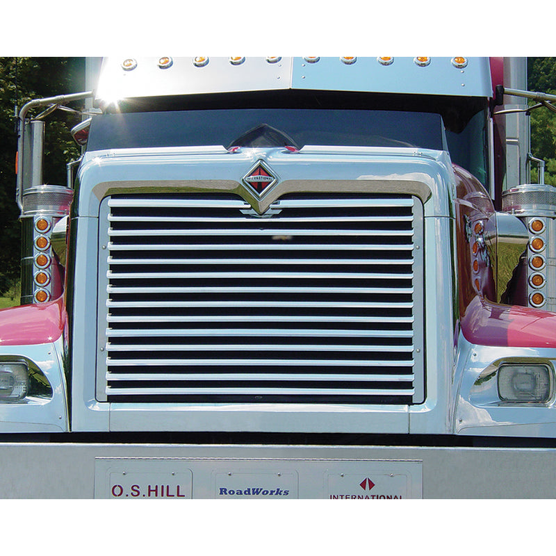 International 9900/I/IX grill w/14 stainless steel louvered bars