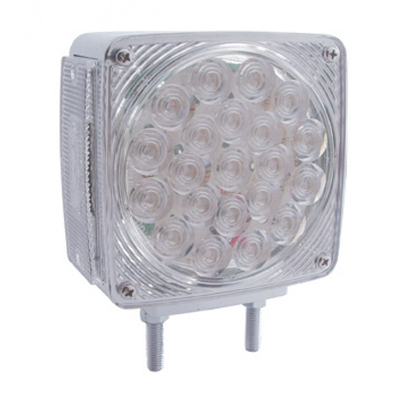 Amber/amber square 21 diode double-face LED turn signal light - CLEAR lens