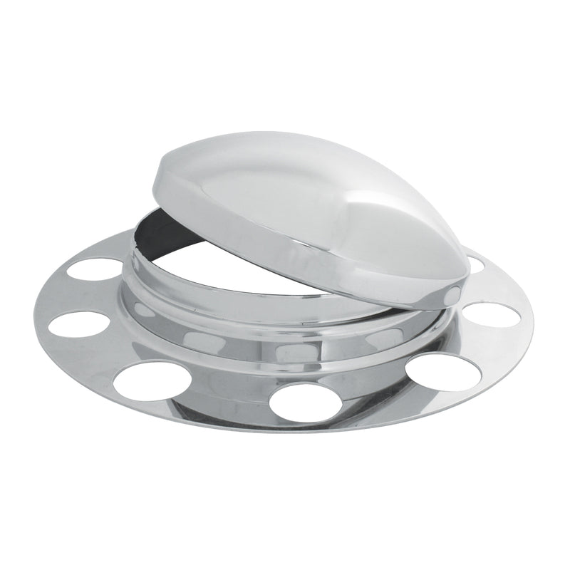 Chrome steel front axle cover for wheel w/33mm lug nuts - 3 piece kit