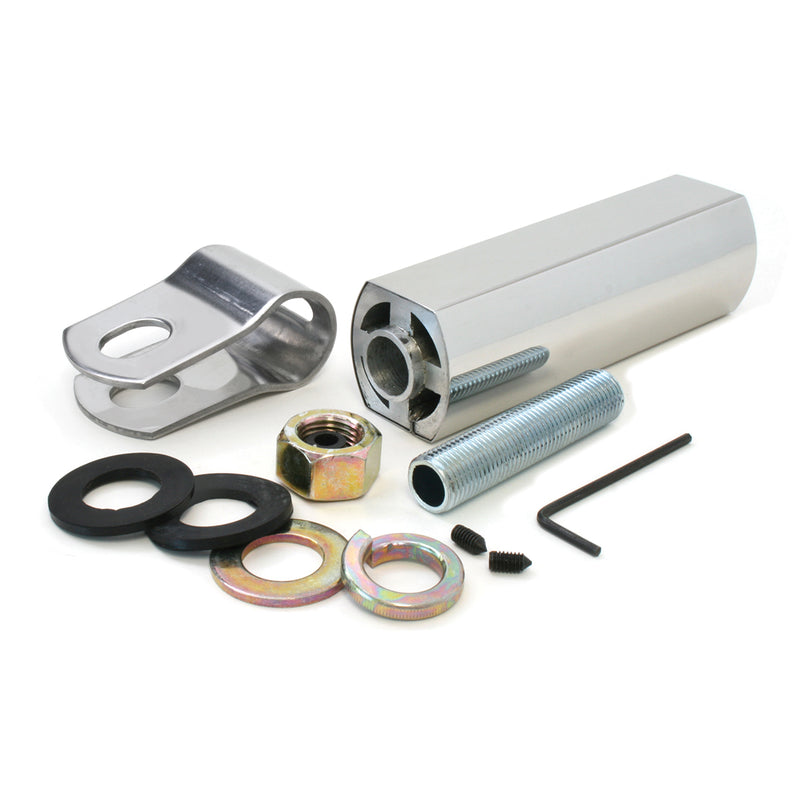 Chrome aluminum 6" pedestal light extension w/mirror arm clamp