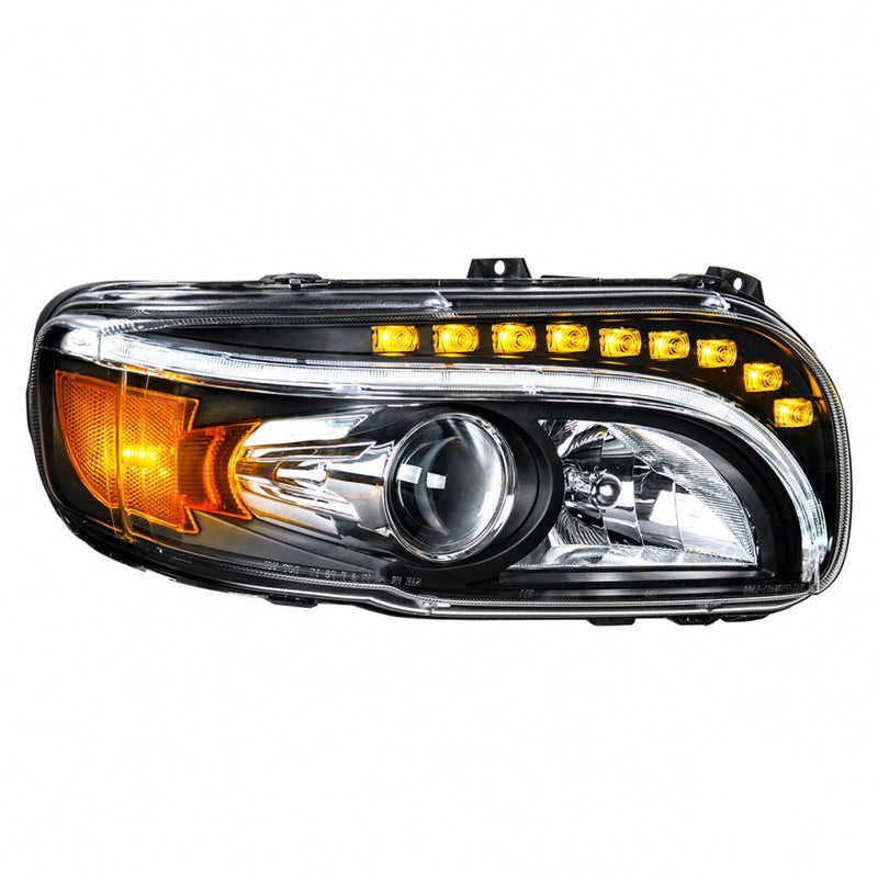 Peterbilt 388/389 / 567 projection-style "Blackout" headlight w/LED turn signal