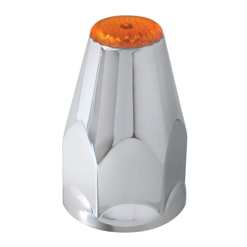 33mm chrome plastic threaded lugnut cover w/amber reflector