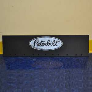 Peterbilt 24" x 6" black quarter fender mudflap w/chrome stamped logo