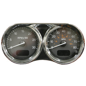 Rockwood Peterbilt 386/389 chrome plastic dual speed/tach gauge cover