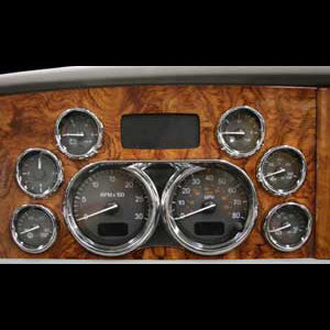 Rockwood Peterbilt 386/389 chrome plastic small gauge cover w/visor