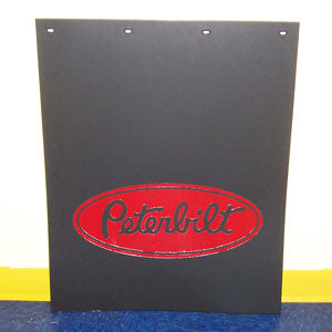 Peterbilt 24" x 30" black mudflap w/red stamped logo
