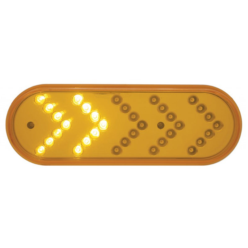 Amber oval 35 diode LED park/turn only light w/sequential flashing arrow