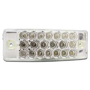 Red 2" x 6" rectangular 20 diode LED marker light - CLEAR lens