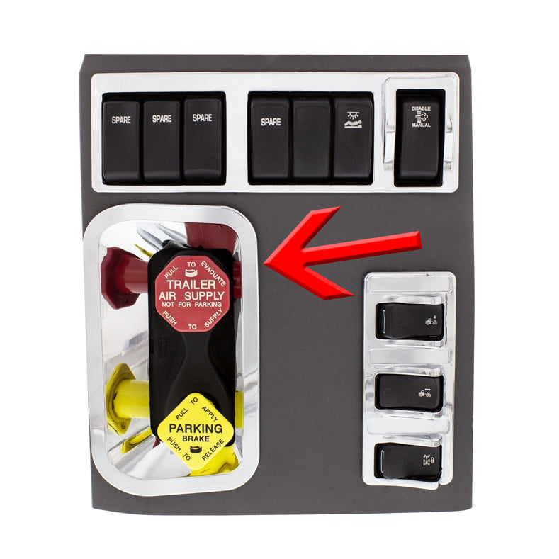 Peterbilt 579 chrome plastic air brake valve knob trim