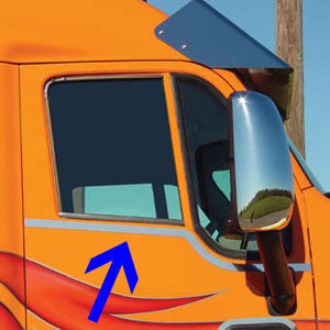 Peterbilt 387/587 stainless steel upper door, under window trim - PAIR