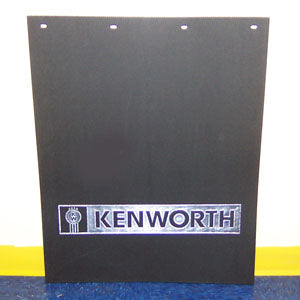 Kenworth 24" x 30" black mudflap w/chrome stamped logo
