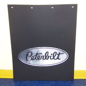 Peterbilt 24" x 30" black mudflap w/chrome stamped logo
