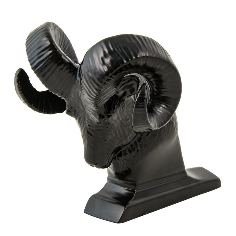 Ram's Head matte black powder coated hood ornament