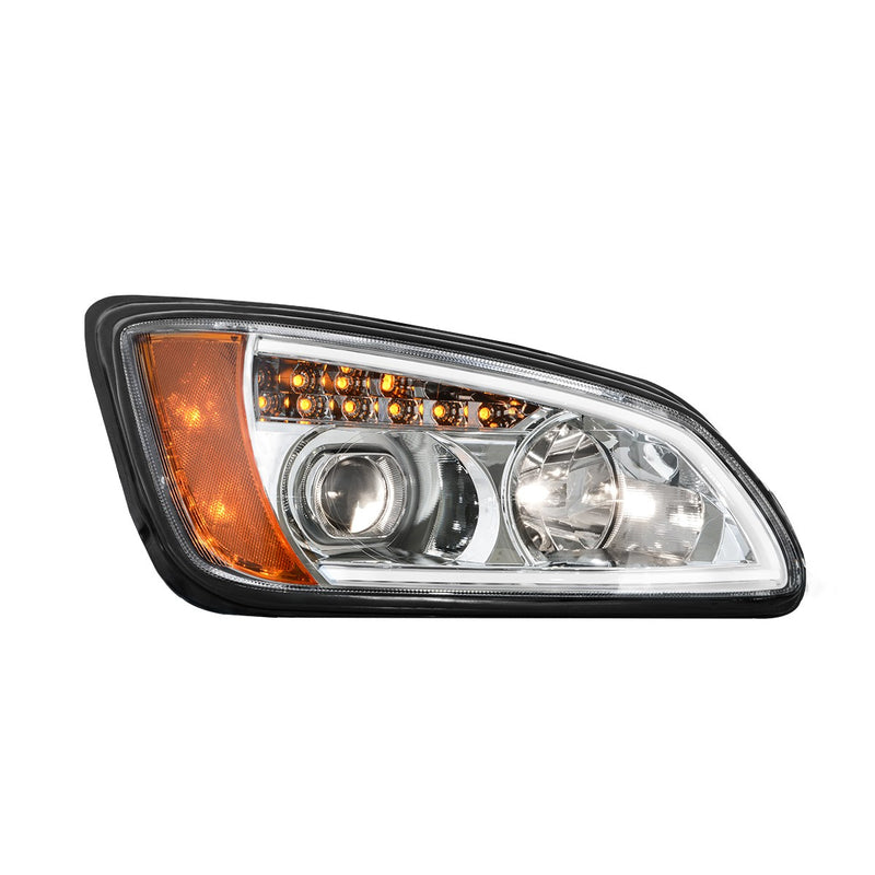 Kenworth T660 chrome projection headlight w/LED turn signal and white LED running light