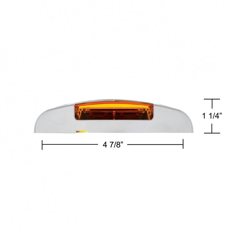 Amber 2" x 6" rectangular 16 diode LED marker light w/reflector, chrome bezel