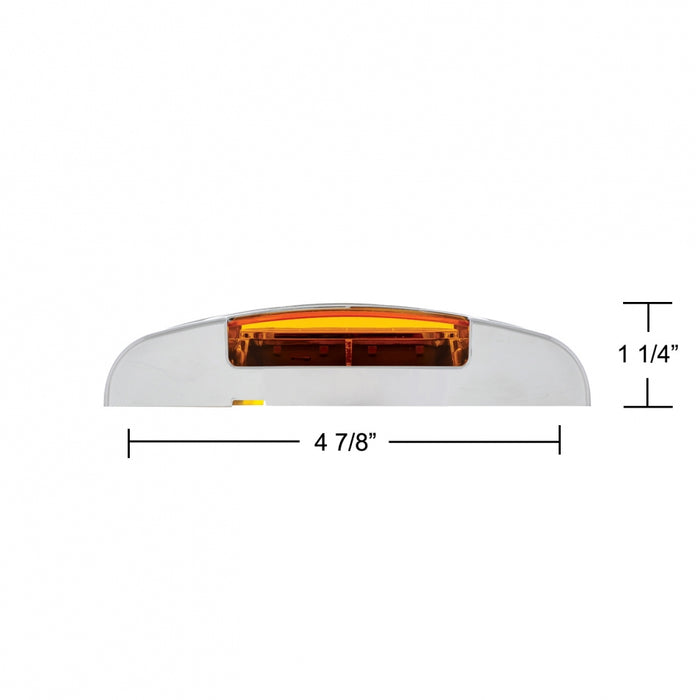 Amber 2" x 6" rectangular 16 diode LED marker light w/reflector, chrome bezel