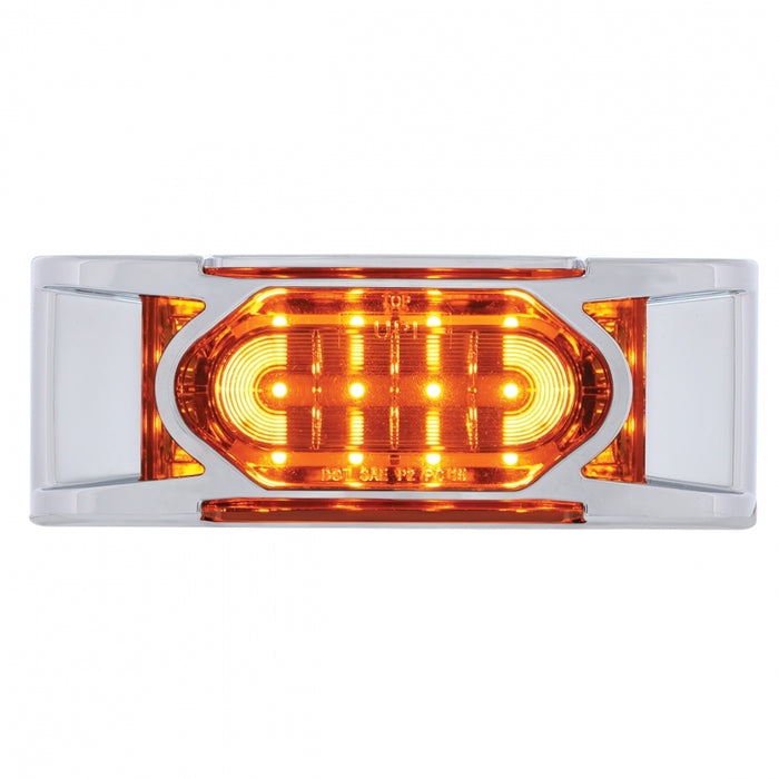 Amber 2" x 6" rectangular 16 diode LED marker light w/reflector, chrome bezel