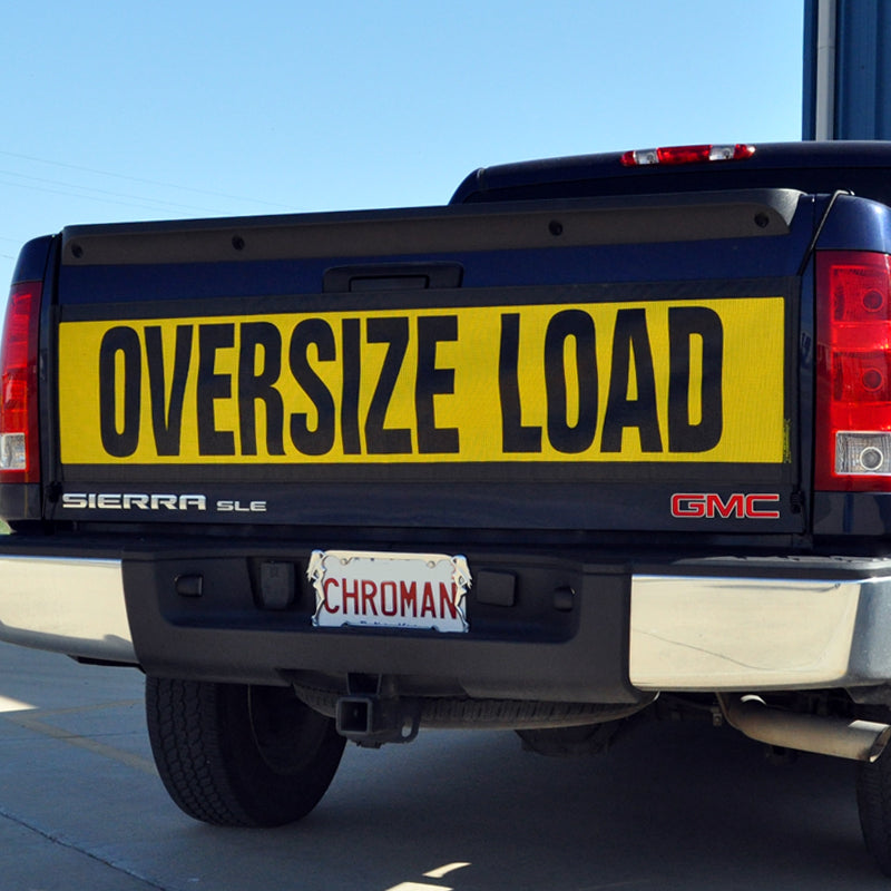 Yellow mesh oversize load banner - escort size, grommet mount