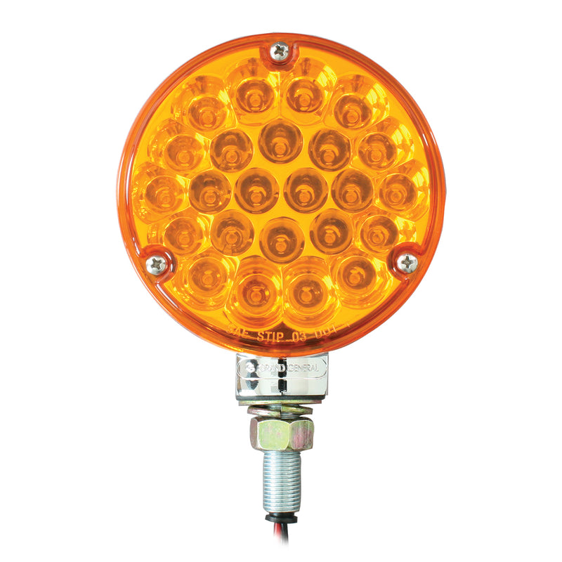 Pearl Amber 4" round 24 diode single-face LED turn signal pedestal light