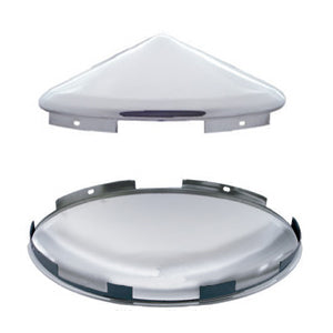 Chrome 6 uneven notch front hubcap with 7/16" lip - pointed