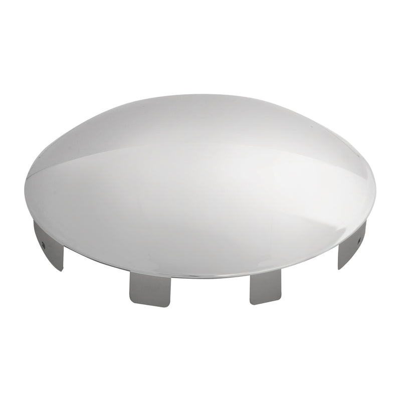 Chrome 6 uneven notch front hubcap with 1" lip - dome
