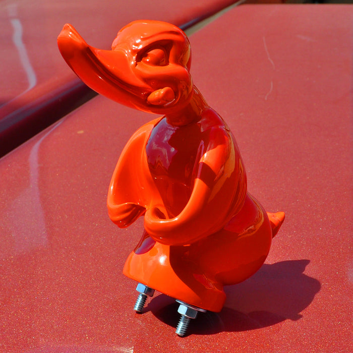 Orange "Convoy"/"Death Proof" rubber duck hood ornament w/cigar