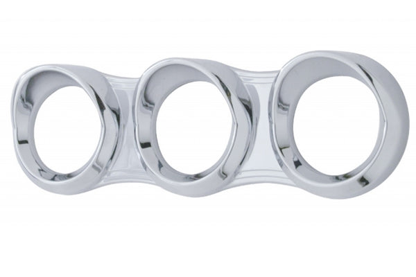 Peterbilt 379/389 2006+ chrome plastic small triple gauge bezel - Horizontal