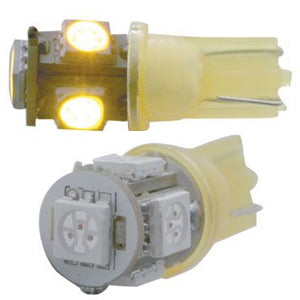 194 LED light bulb - 5 diode radial 360-degree - PAIR - Amber