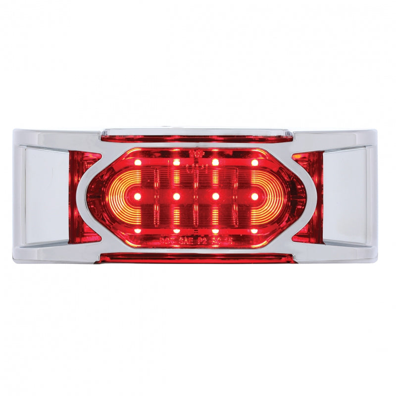 Red 2" x 6" rectangular 16 diode LED marker light w/reflector, chrome bezel