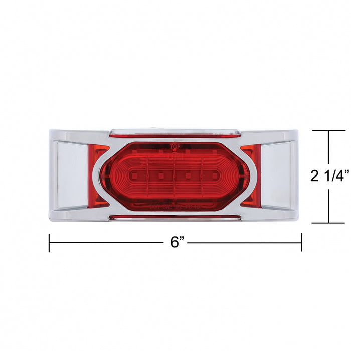 Red 2" x 6" rectangular 16 diode LED marker light w/reflector, chrome bezel