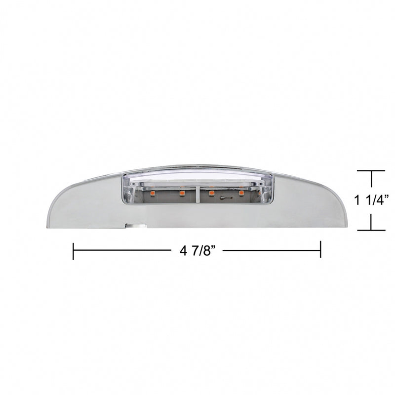 Amber 2" x 6" rectangular 16 diode LED marker light w/reflector, chrome bezel - CLEAR lens