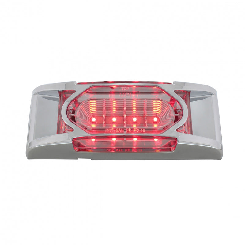 Red 2" x 6" rectangular 16 diode LED marker light w/reflector, chrome bezel - CLEAR lens