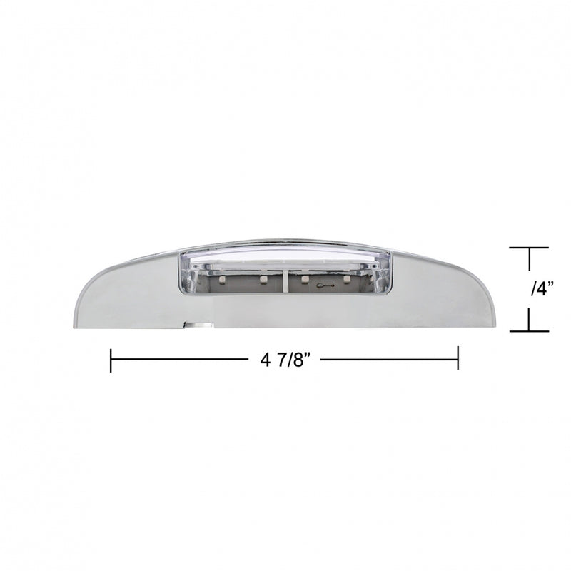 Red 2" x 6" rectangular 16 diode LED marker light w/reflector, chrome bezel - CLEAR lens