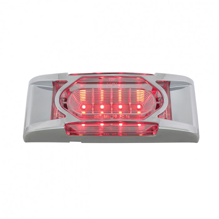 Red 2" x 6" rectangular 16 diode LED marker light w/reflector, chrome bezel - CLEAR lens