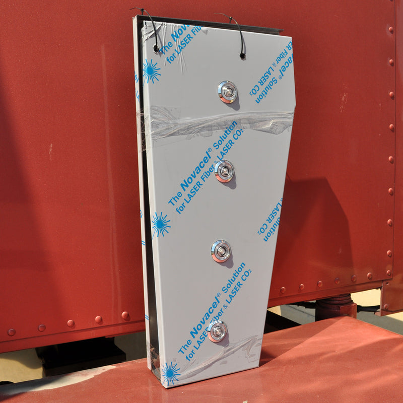 Peterbilt 379 stainless steel cowl extensions w/8 amber LED bullseye lights, CLEAR lens w/chrome bezels - PAIR