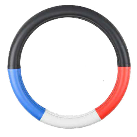18" deluxe steering wheel cover - half black w/red, white, and blue